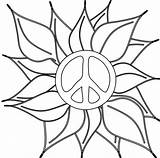 Peace Sign Coloring Pages Clipart Flower Hippie Signs Drawing Symbol Hand Heart Draw Line Cartoon Cliparts Drawings Clip Sighn Adult sketch template