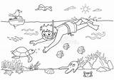 Underwater Clipart Coloring Pages Kids Ausmalbilder Swimming Sea Child Sommer Cliparts Kinder Under Summer Underdog Color Malvorlagen Water Illustration Meer sketch template