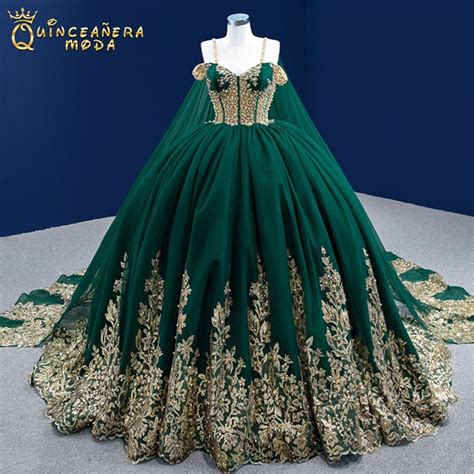 Emerald Green Quinceanera Dress Gold Green Quinceanera Dress Charro