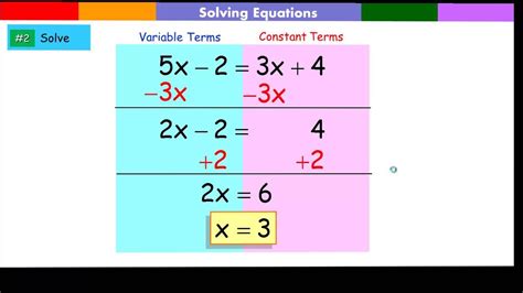 solving equations  variables   sides   equations