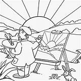 Kids Coloring Pages Drawing Landscape Print Summer Printable Paint Color Painting Artist Scenery Preschool Sunny Outline Older Fun Books Library sketch template