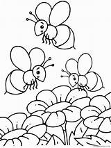 Coloring Bee Coloring4free Pages Flowers Busy Cute sketch template