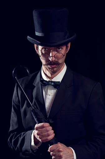 classy mustache gentleman business man  top hat stock photo