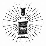 Whiskey Bottle Vector Retro Rays Sunbursts Illustration sketch template