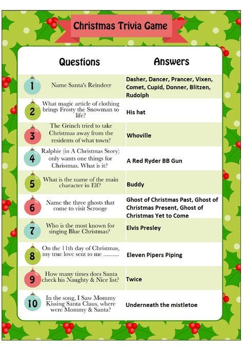 printable christmas trivia game question  answers christmas