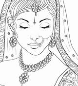 Coloring Beautiful Indian Woman Pages Color Outfit Colouring раскраски Faces Drawings Girls все из категории sketch template