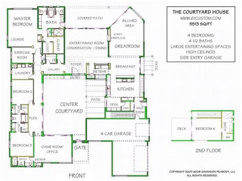 courtyard homes plans   courtyard house plans courtyard house modern house plans
