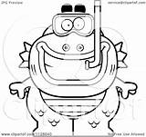 Snorkel Outlined Monster Gear Fish Man Clipart Cartoon Cory Thoman Coloring Vector 2021 sketch template