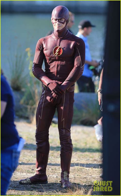 full sized photo of grant gustin shirtless flash set after als chall 06