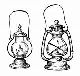 Vintage Lanterns Vector Lantern Drawn Hand Kerosene Lamps Illustration Rays Silhouette Gas Istock Similar sketch template