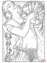 Mucha Coloring Alphonse Salome Pages Printable Nouveau Book Di Drawing Styles sketch template