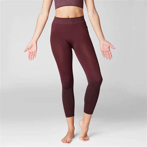 domyos seamless  yoga leggings burgundy decathlon