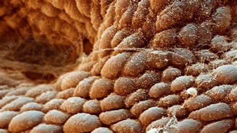 stomach lining sem stock video clip  science photo library