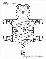 Zoo Folding Printable Animals Animal Templates Tiger Firstpalette Coloring Pages Printables Paper Foldable 3d Crafts Color Kids Wild Bear Stripes sketch template