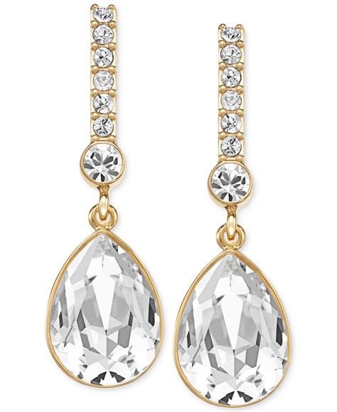 swarovski gold tone crystal drop earrings  metallic lyst