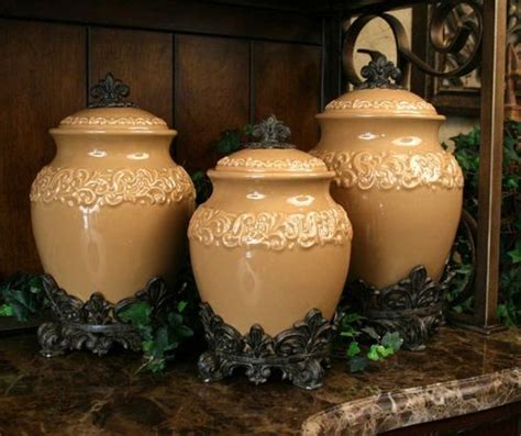 Discontinued Butterscotch Large Ceramic Canister Set