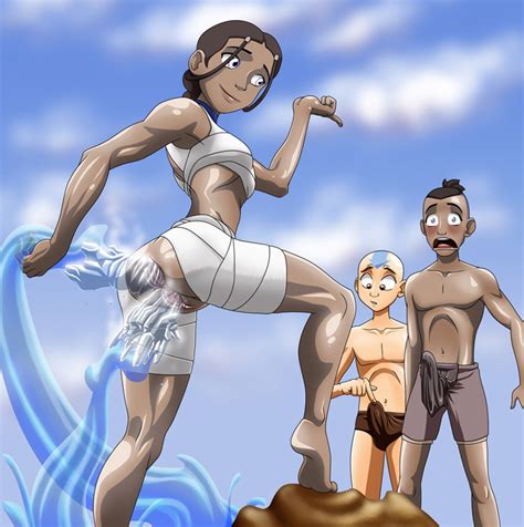 xbooru 1girl aang anal avatar the last airbender bending dark skin double insertion katara