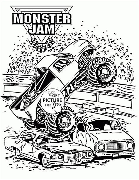 coloring page monster trucks blue thunder monster truck coloring page