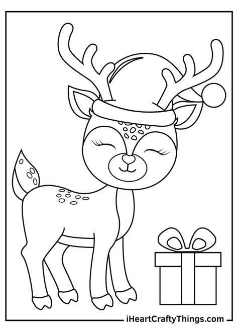 christmas reindee  story coloring book page