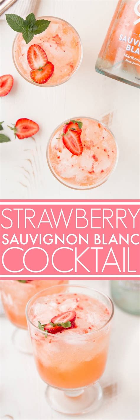 this strawberry sauvignon blanc cocktail combines wine vodka fresh strawberries and soda water