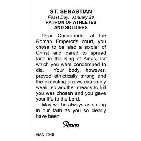 st sebastian prayer card inspired prayer cards