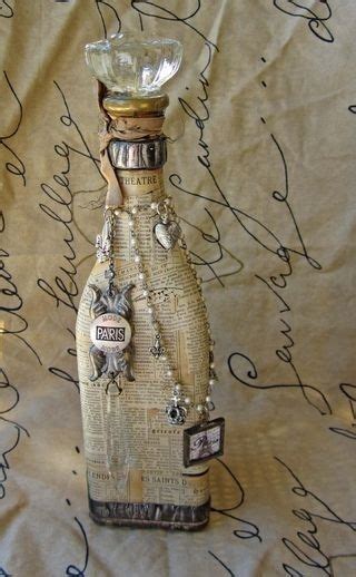 Afbeeldingsresultaat Voor How To Fabric Decoupage Wine Bottle Altered