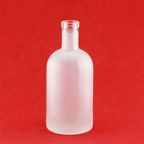 Round Shape Frosted Semilucent Glass Bottle 0 75l Liquor Small Mouth