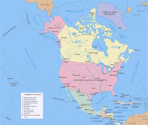 large detailed political map  north america  capitals north