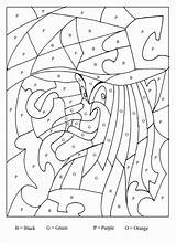 Halloween Number Color Printable Witch Coloring Pages Kids sketch template