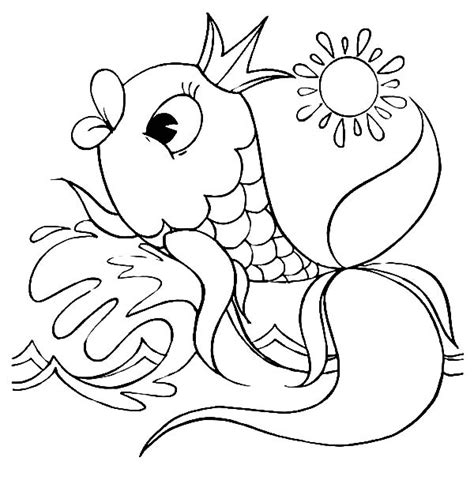 fish wearing  crown  kissing lips coloring pages