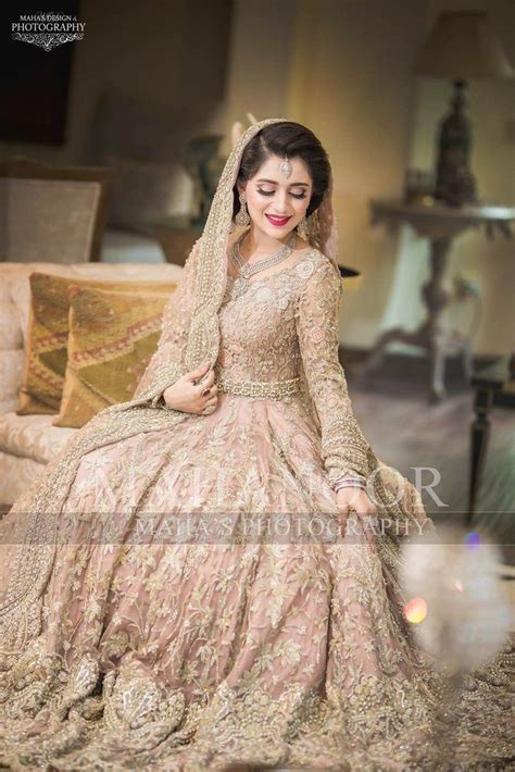 Pakistani Walima Bridal Dress In Pastel Pink Color With Heavy Dabka