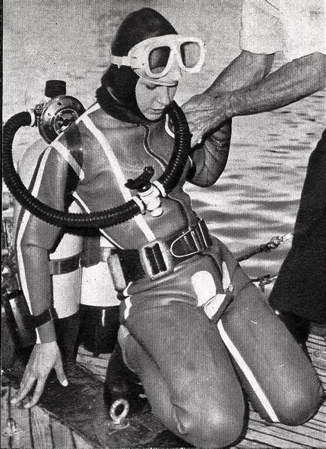 pin  grover schrayer  vintage diving  diving gear scuba girl wetsuit diving