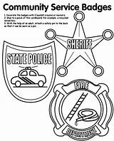 Community Helpers Coloring Pages Preschool Badges Kids Service Printables Crafts Police Badge Crayola Workers Activities Printable Craft Activity Officer Arts sketch template