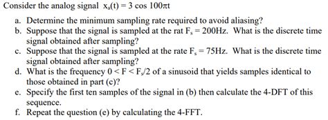 solved   analog signal xat   nt  cheggcom