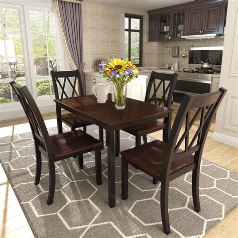 rectangle dining table  chair set urhomepro  piece kitchen dinette