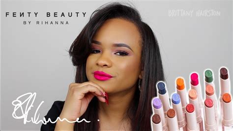 all 14 fenty beauty mattemoiselle lipstick swatches youtube