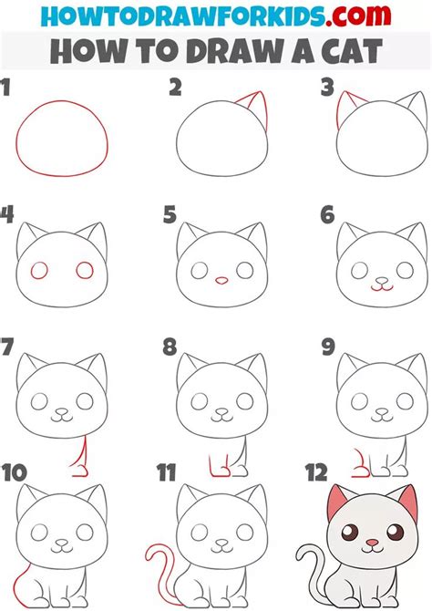 draw  cat step  step drawing tutorials  kids easy