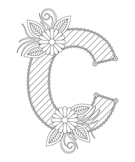 alphabet coloring page  floral style abc coloring page letter