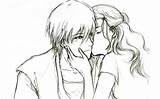 Anime Cute Drawing Couple Couples Drawings Getdrawings sketch template