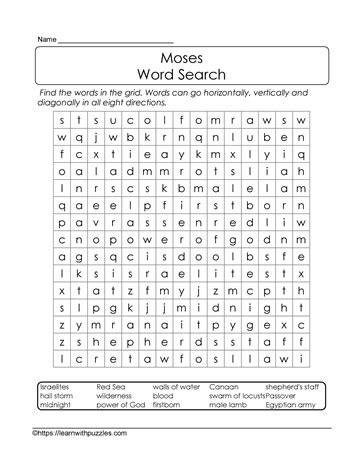 moses word search printable