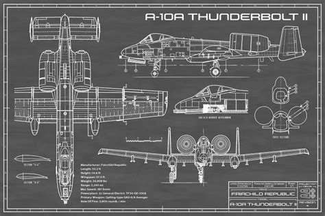 thunderbolt ii warthog airplan canvas art action blueprints