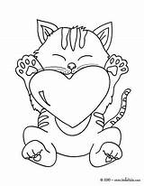 Cat Coloring Heart Pages Color Print Hellokids Online Valentine sketch template