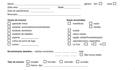 Figura1 – Modelo Da Ficha Utilizada Para Coleta De Dados Download