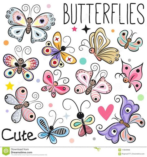 set  cute cartoon butterflies cartoon butterfly butterfly drawing