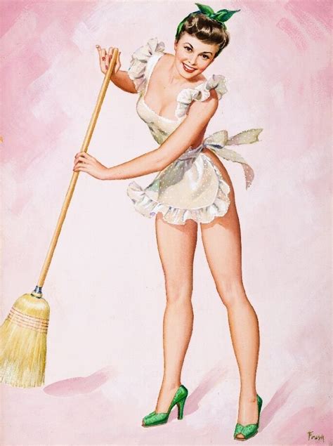 1940s Pin Up Girl The Cleaning Lady Picture Poster Print