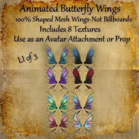 second life marketplace bad katz animated butterfly wings