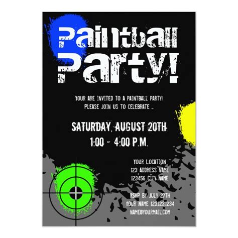 paintball party invitations custom invites zazzleconz