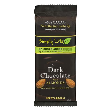 save  simply lite candy bar dark chocolate  almonds gluten