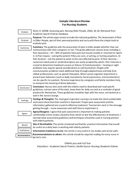 sample literature review templates   ms word