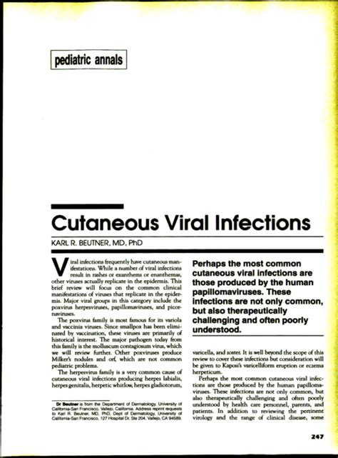 Cutaneous Viral Infections Pediatric Annals